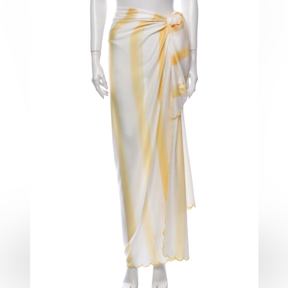 Man repeller yellow striped beach sarong